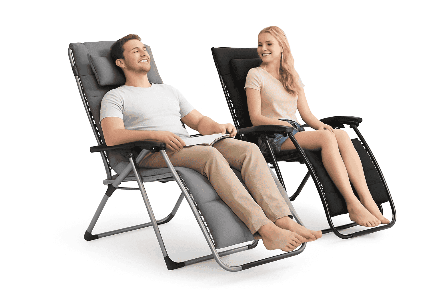 Zero Gravity Reclining Camping Chair with Cushion & Cup Holder-Grey / United States