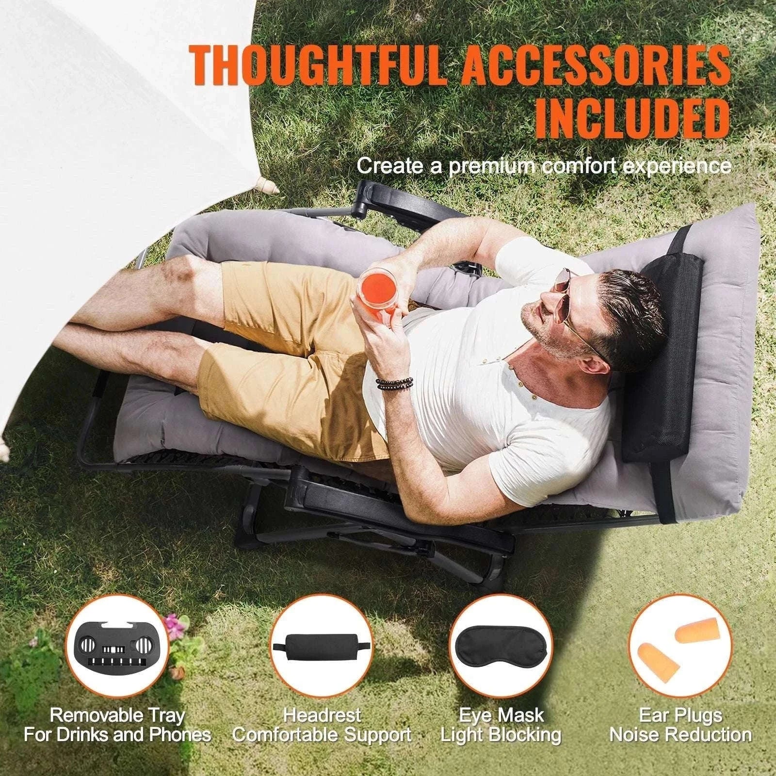Zero Gravity Reclining Lounge Chair with Cushion & Cup Holder-gray 33 / spain