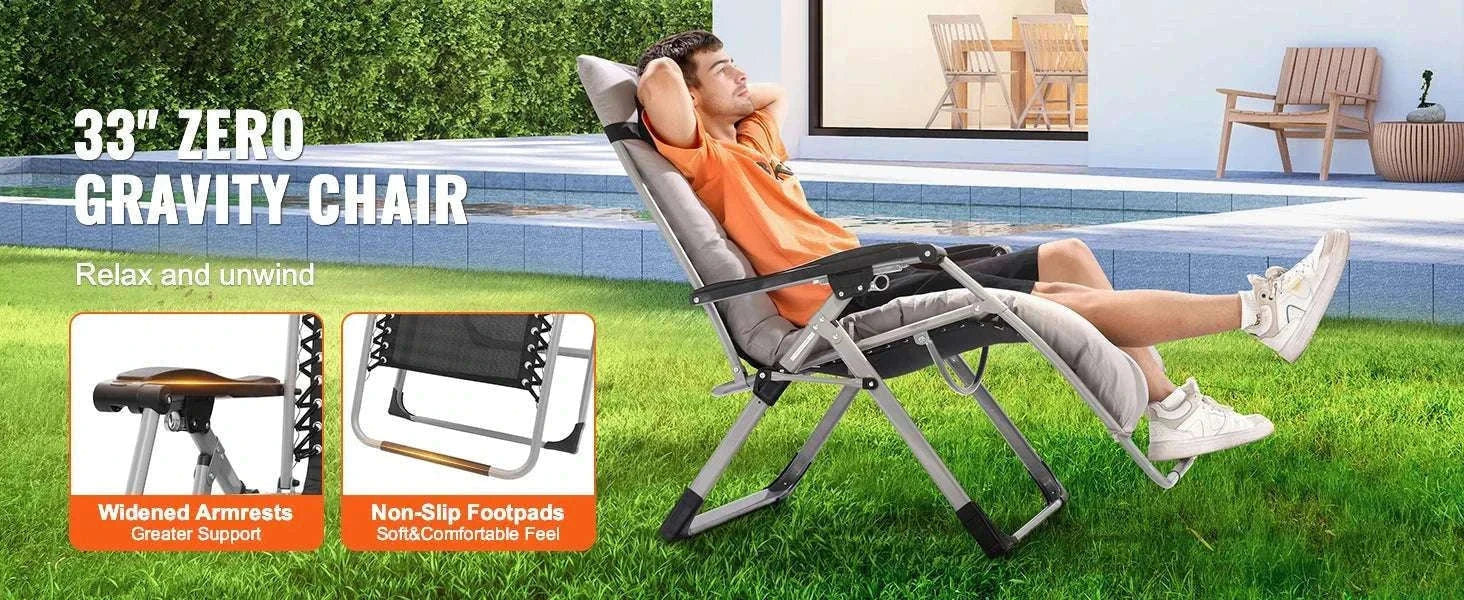 Zero Gravity Reclining Lounge Chair with Cushion & Cup Holder-gray 33 / spain