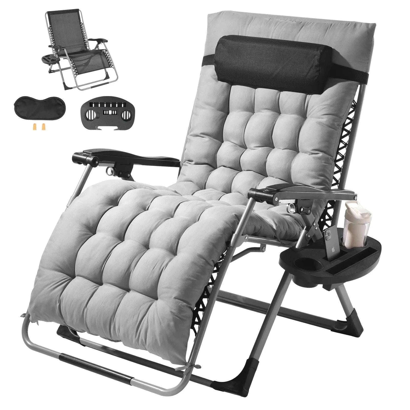 Zero Gravity Reclining Lounge Chair with Cushion & Cup Holder-gray 33 / spain