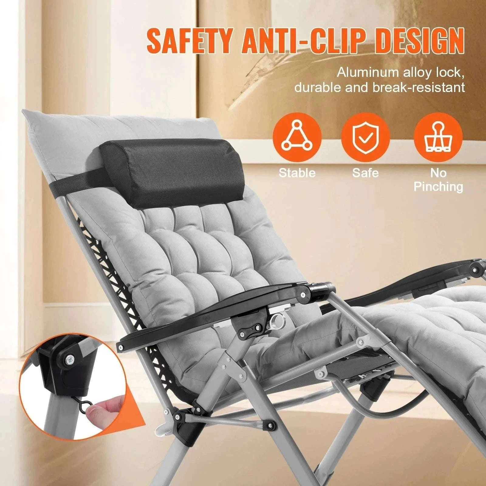 Zero Gravity Reclining Lounge Chair with Cushion & Cup Holder-gray 33 / spain