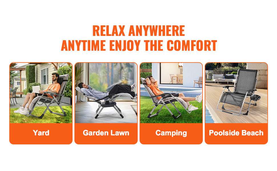 Zero Gravity Reclining Lounge Chair with Cushion & Cup Holder-gray 33 / spain
