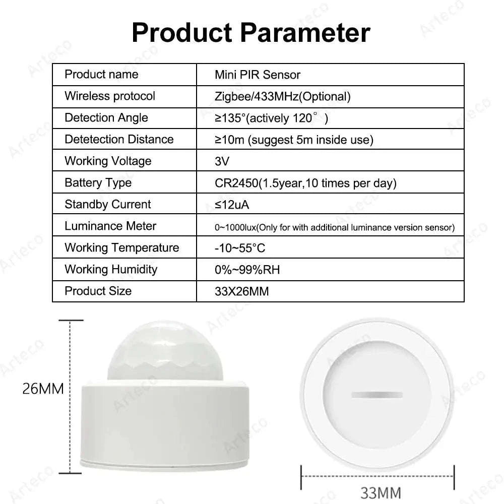 Zigbee 3.0 PIR Motion Sensor Detector-1 Sensor 1 Stand