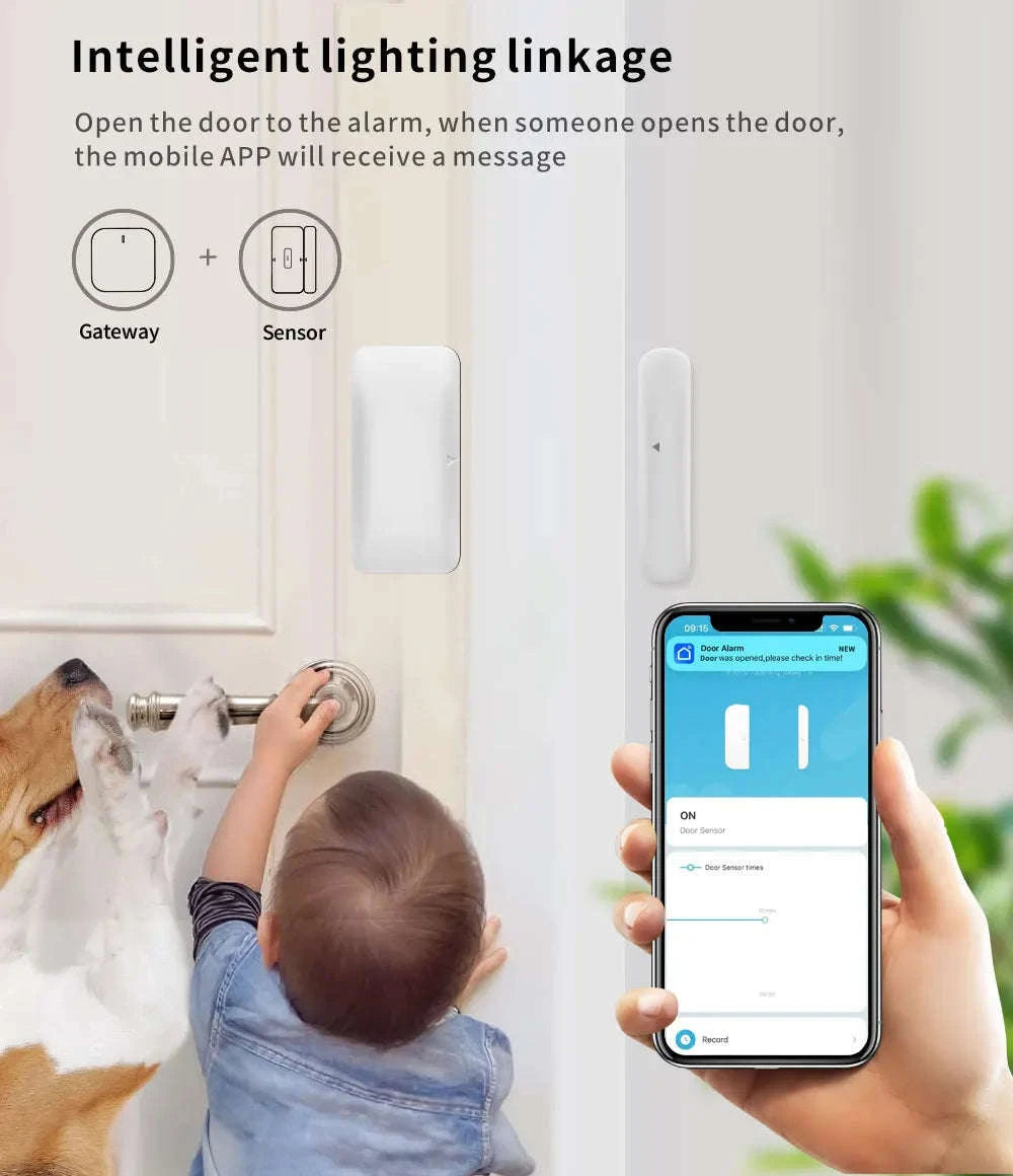 Zigbee Smart Door & Window Sensor with App Alerts for Home Security-HA-ZB2PC