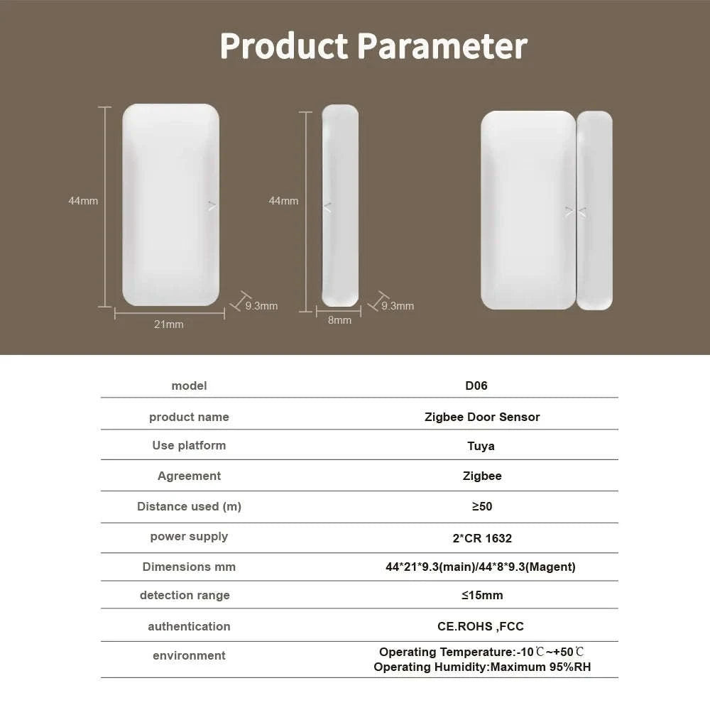 Zigbee Smart Door & Window Sensor with App Alerts for Home Security-HA-ZB2PC