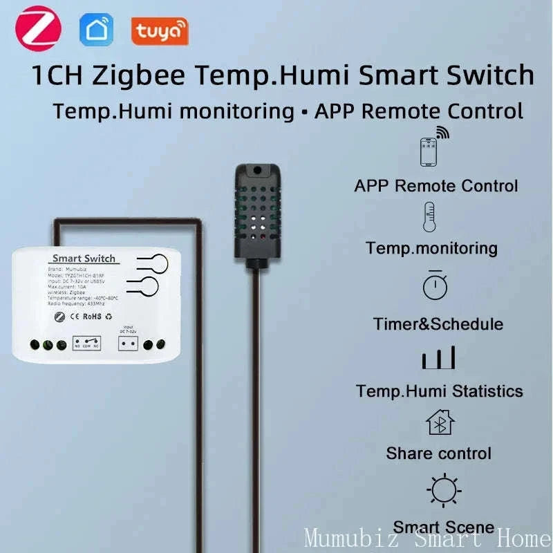 Zigbee Smart Switch with Temperature & Humidity Sensor Control-Input 85-250V / Temperature Switch / China Mainland