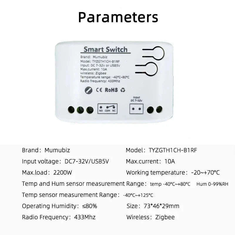 Zigbee Smart Switch with Temperature & Humidity Sensor Control-Input 85-250V / Temperature Switch / China Mainland