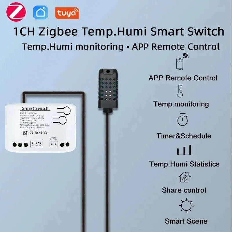 Zigbee Smart Switch with Temperature & Humidity Sensor Control-Input 85-250V / Temperature Switch / China Mainland