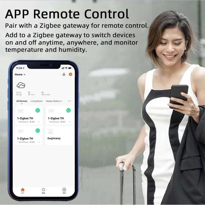 Zigbee Smart Switch with Temperature & Humidity Sensor Control-Input 85-250V / Temperature Switch / Russian Federation