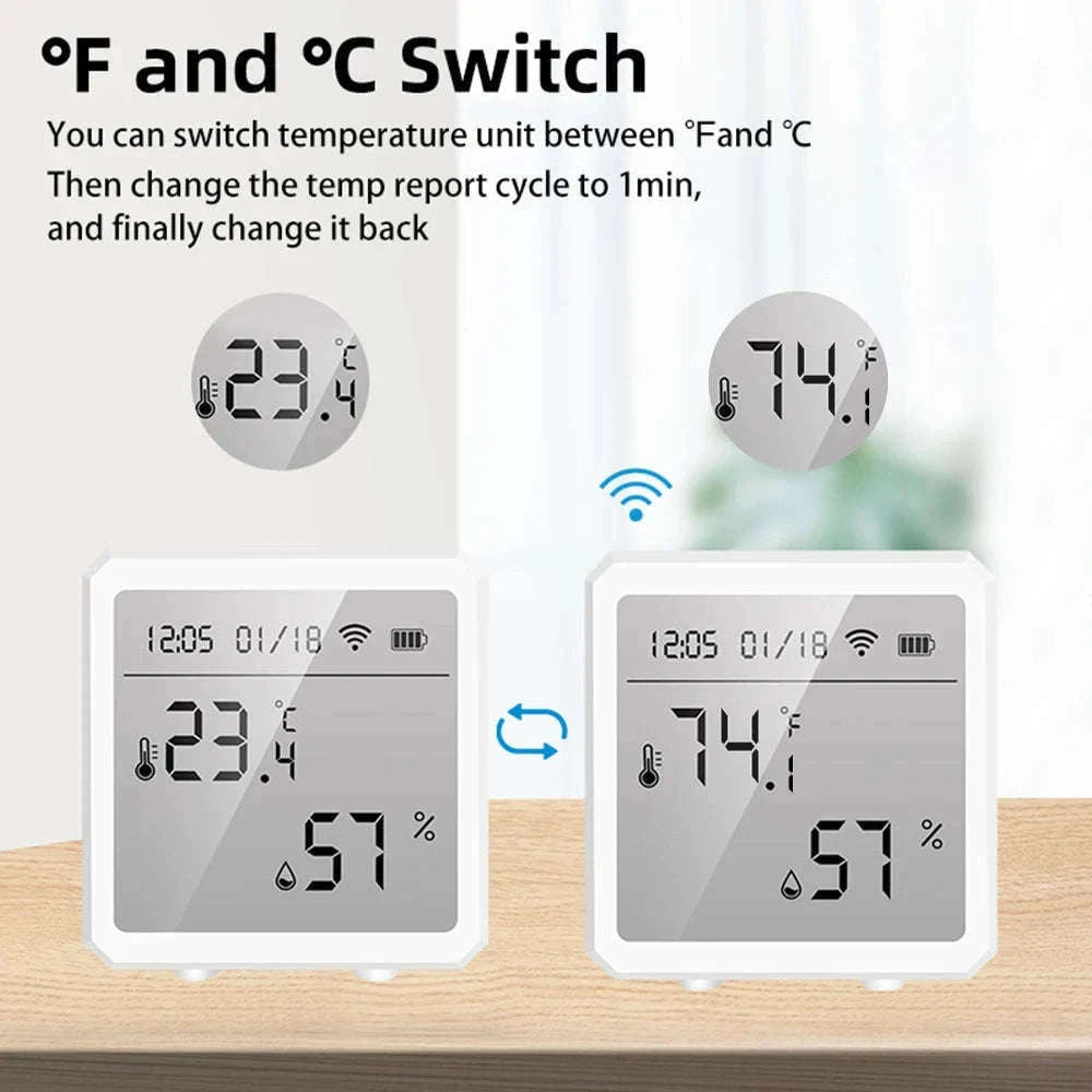 Zigbee Temperature and Humidity Sensor with LCD Display-TH01-White