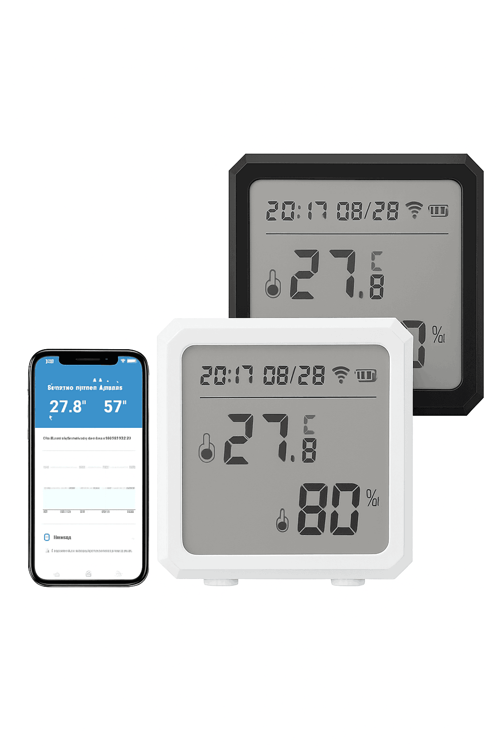 Zigbee Temperature and Humidity Sensor with LCD Display-TH01-White