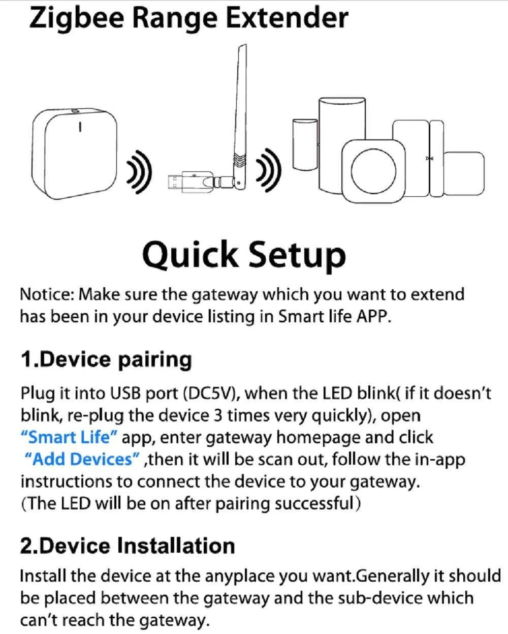 Zigbee USB Range Extender with Detachable Antenna for Smart Home Coverage-Zigbee Extender