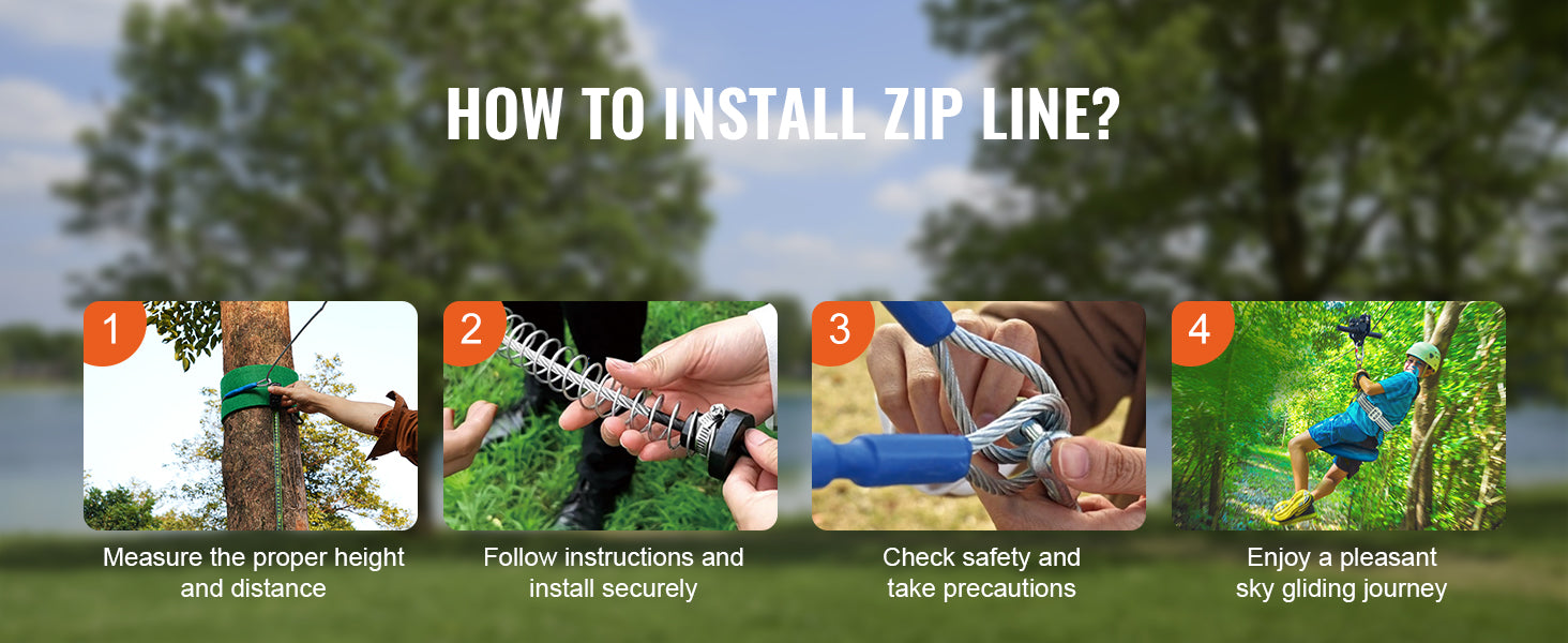Backyard Zipline Kit 60–120FT with Safety Seat & Harness System