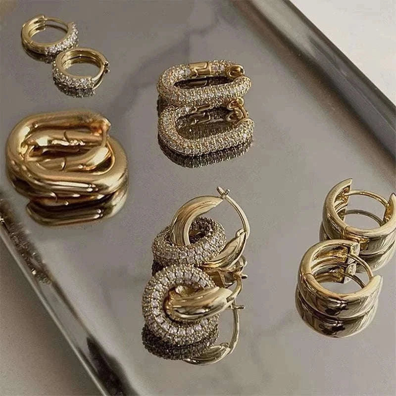 Zircon Circle Huggie Hoop Earrings for Women-22306 1