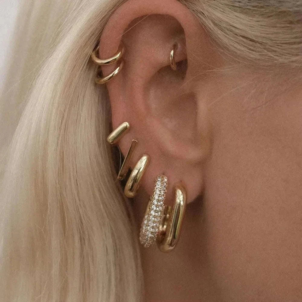 Zircon Circle Huggie Hoop Earrings for Women-22306 1