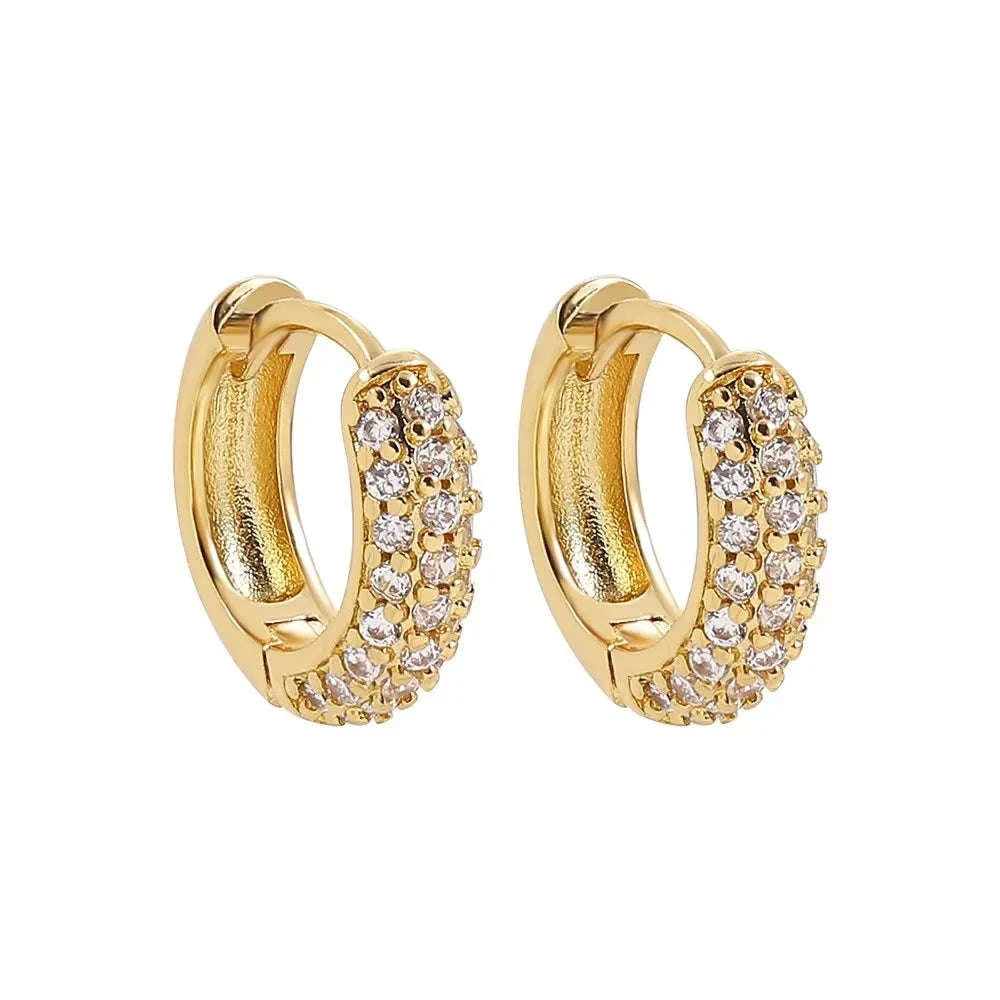 Zircon Circle Huggie Hoop Earrings for Women-22306 1