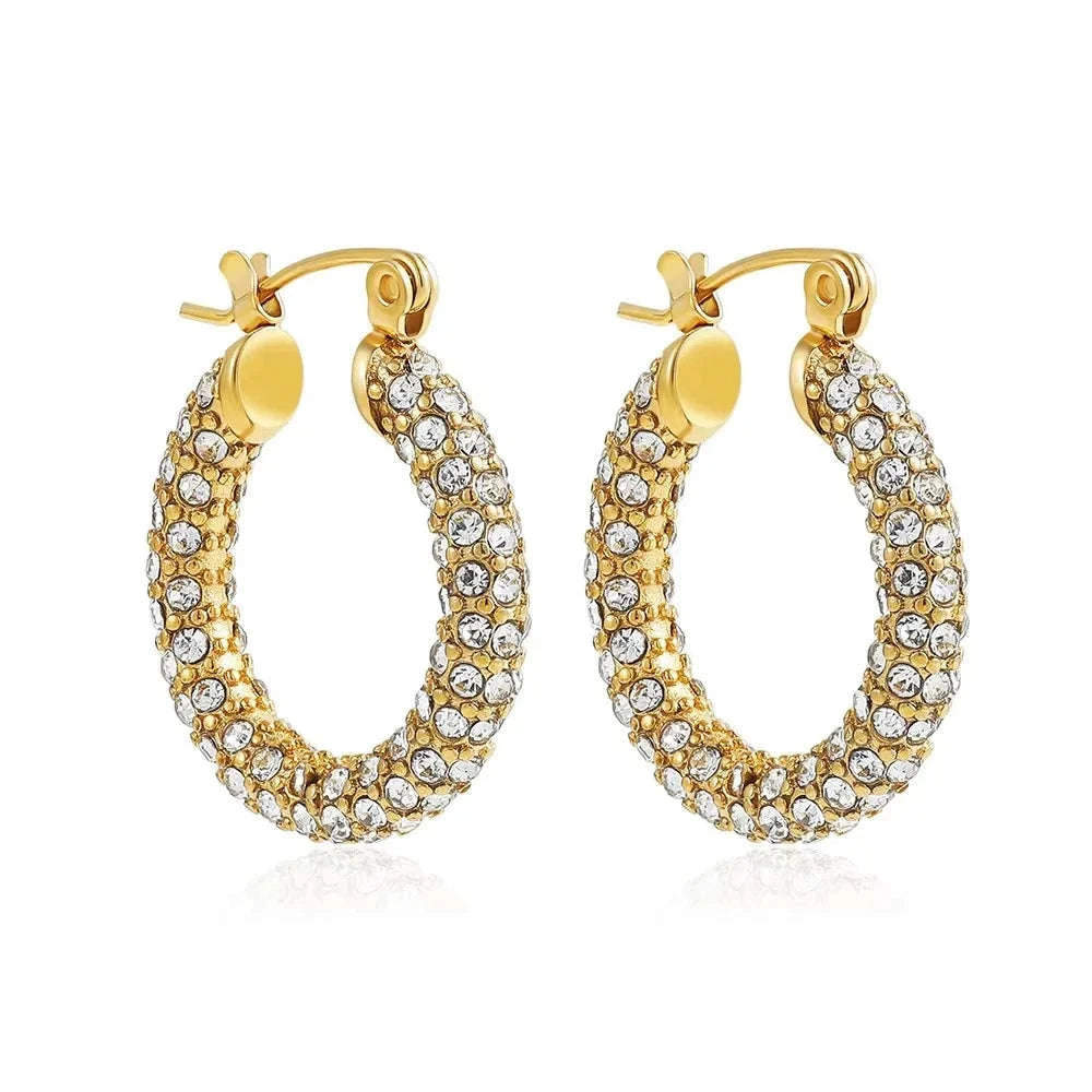 Zircon Circle Huggie Hoop Earrings for Women-22306 1