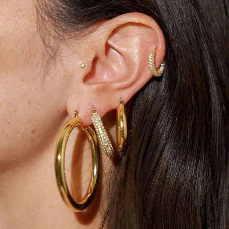 Zircon Circle Huggie Hoop Earrings for Women-22306 1