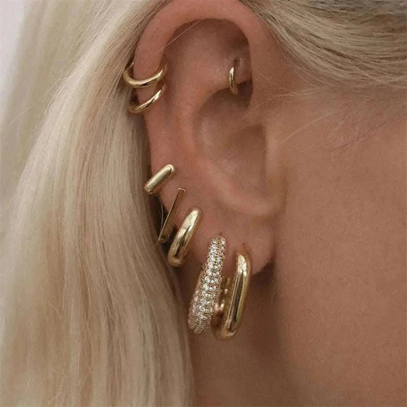 Zircon Circle Huggie Hoop Earrings for Women-22306 1