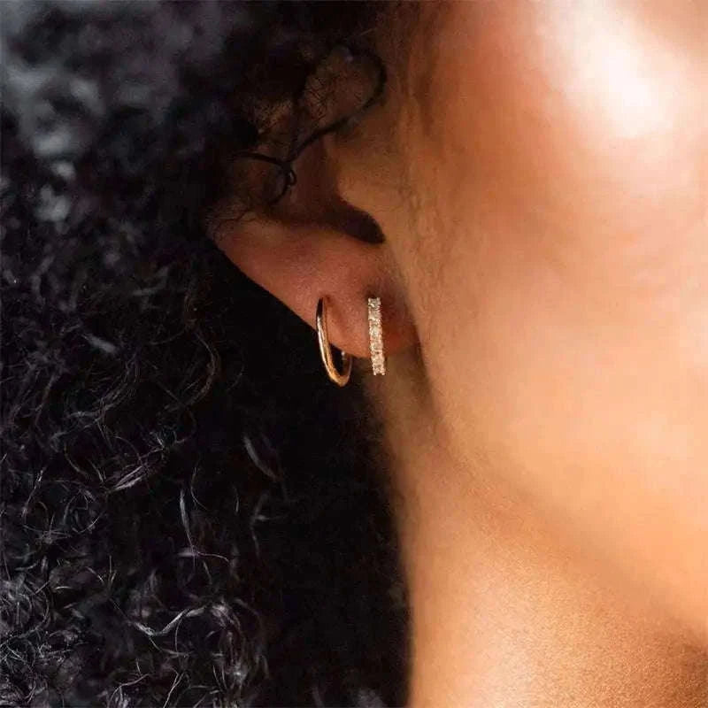 Zircon Circle Huggie Hoop Earrings for Women-22306 1