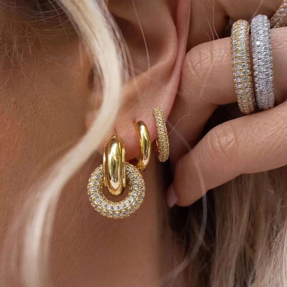 Zircon Circle Huggie Hoop Earrings for Women-22306 1
