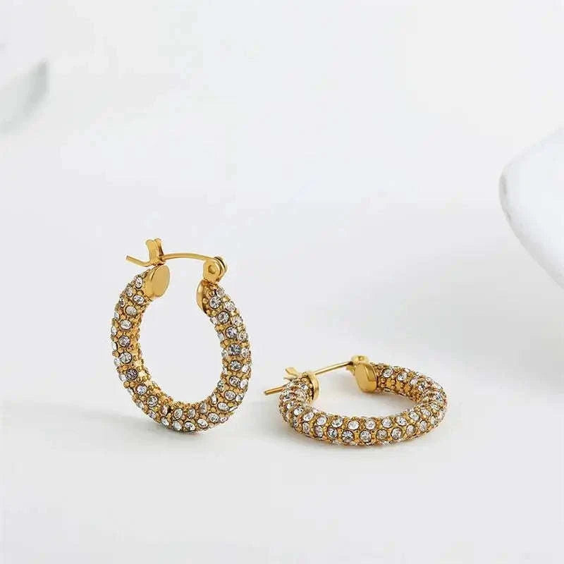 Zircon Circle Huggie Hoop Earrings for Women-22306 1