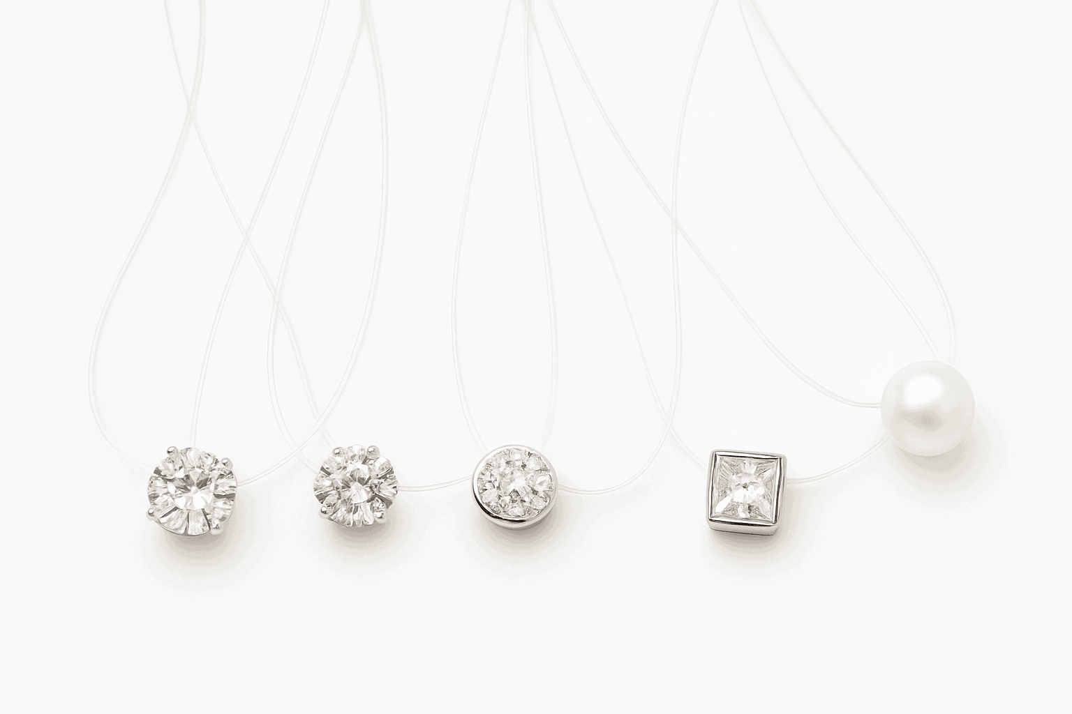 Zircon Floating Necklace with Radiant Suspended Sparkle-6 claw