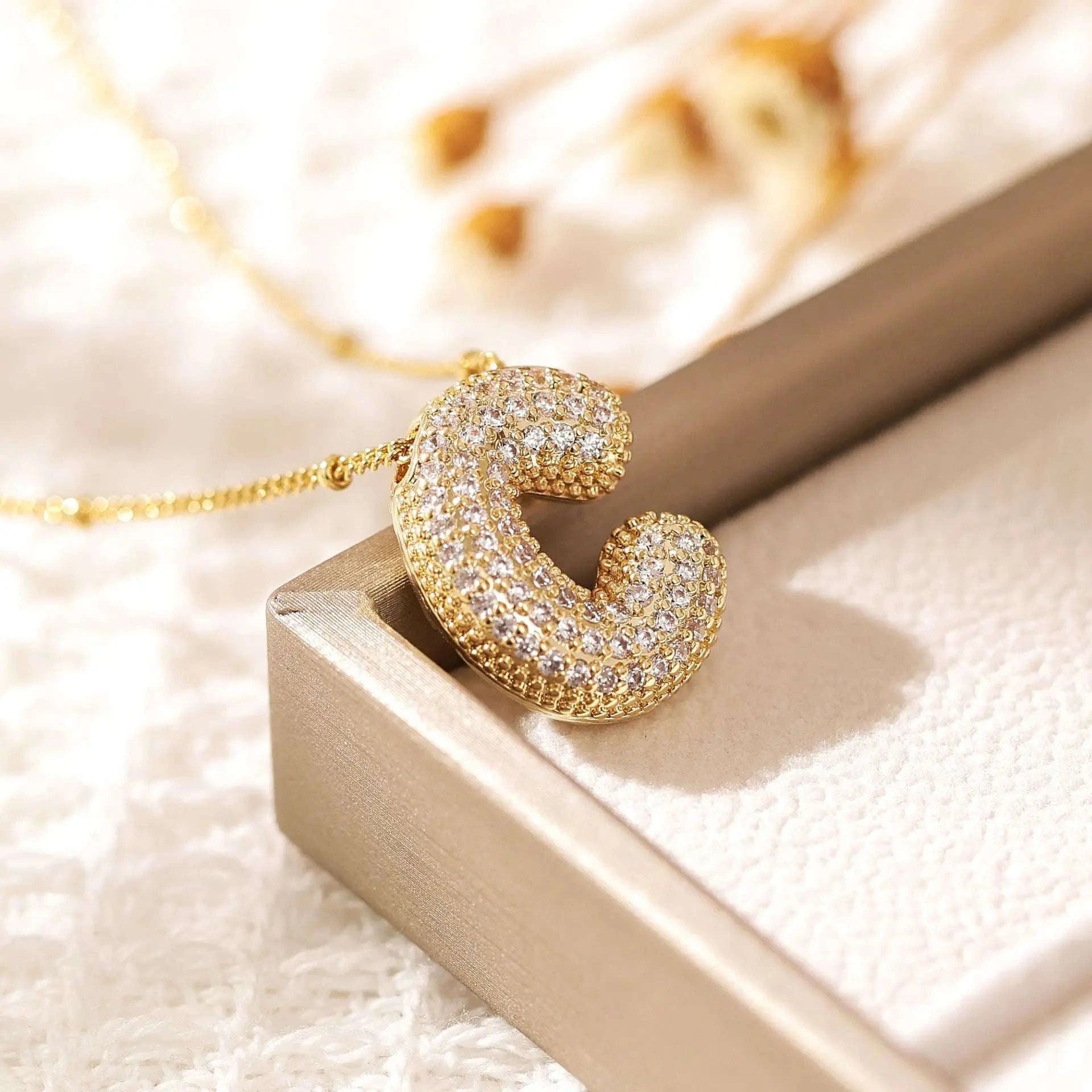 Zircon Letter Pendant Necklace-Y