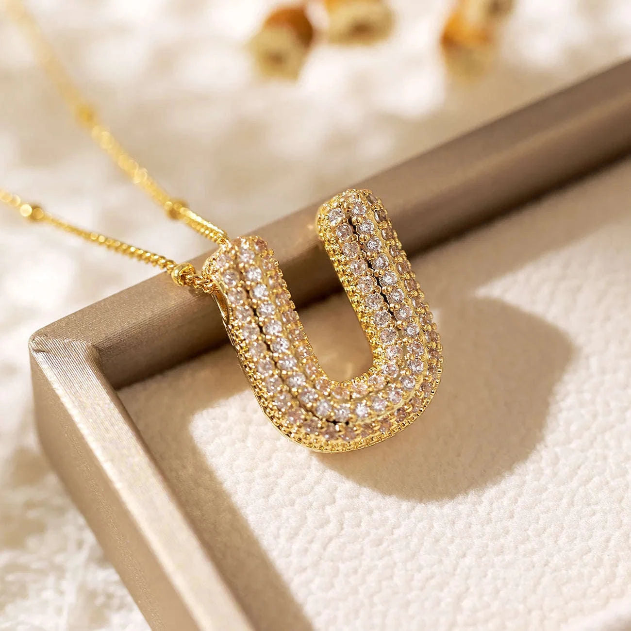 Zircon Letter Pendant Necklace-Y