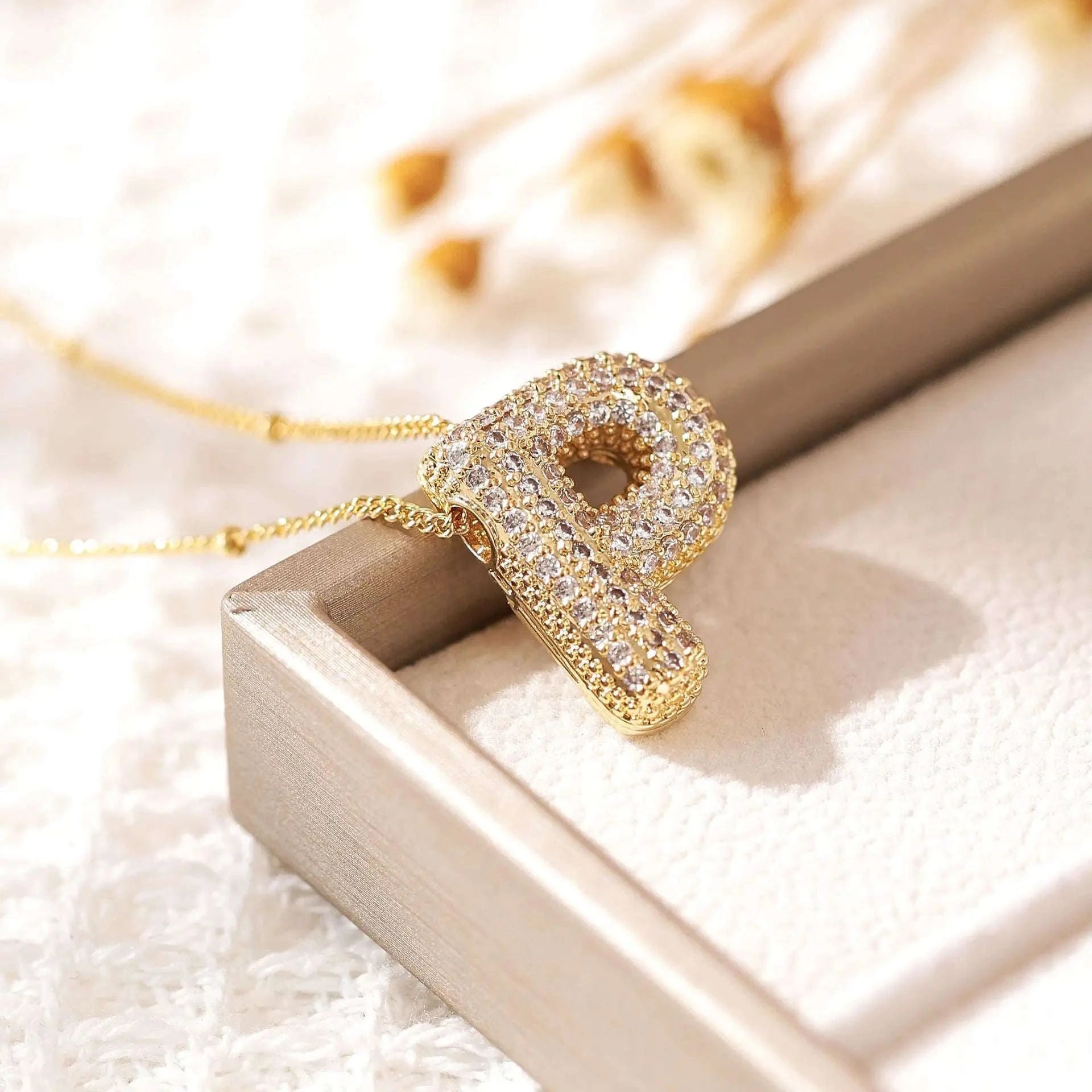 Zircon Letter Pendant Necklace-Y
