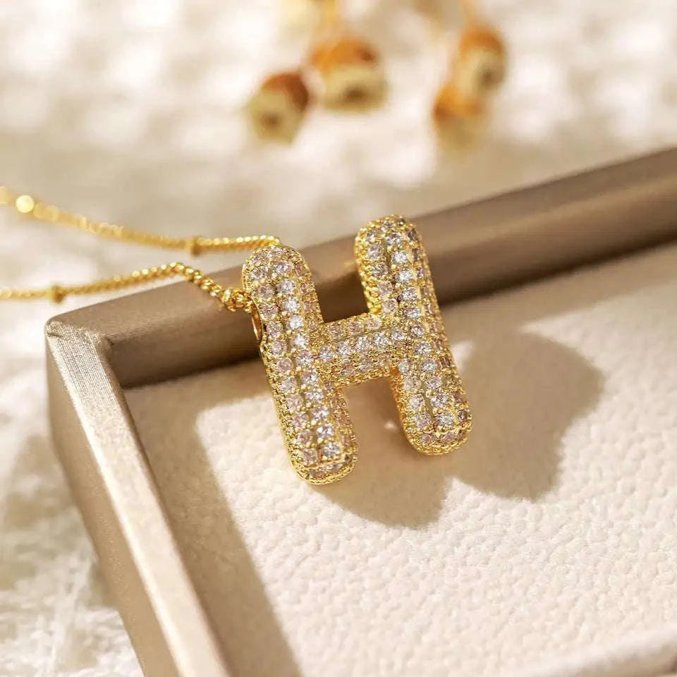 Zircon Letter Pendant Necklace-Y