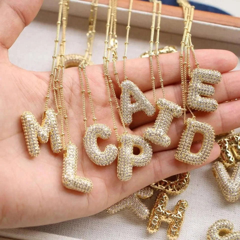 Zircon Letter Pendant Necklace-Y