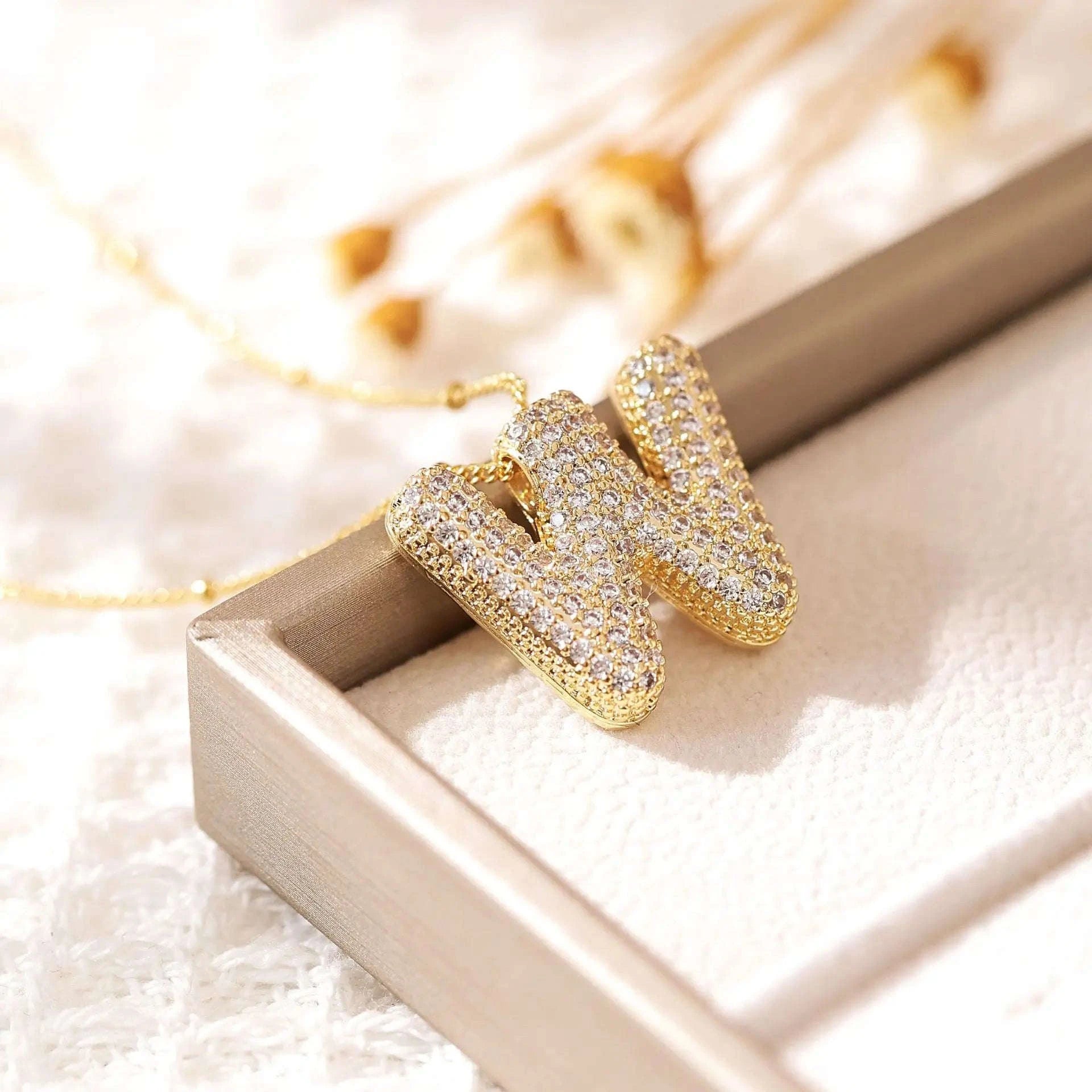 Zircon Letter Pendant Necklace-Y
