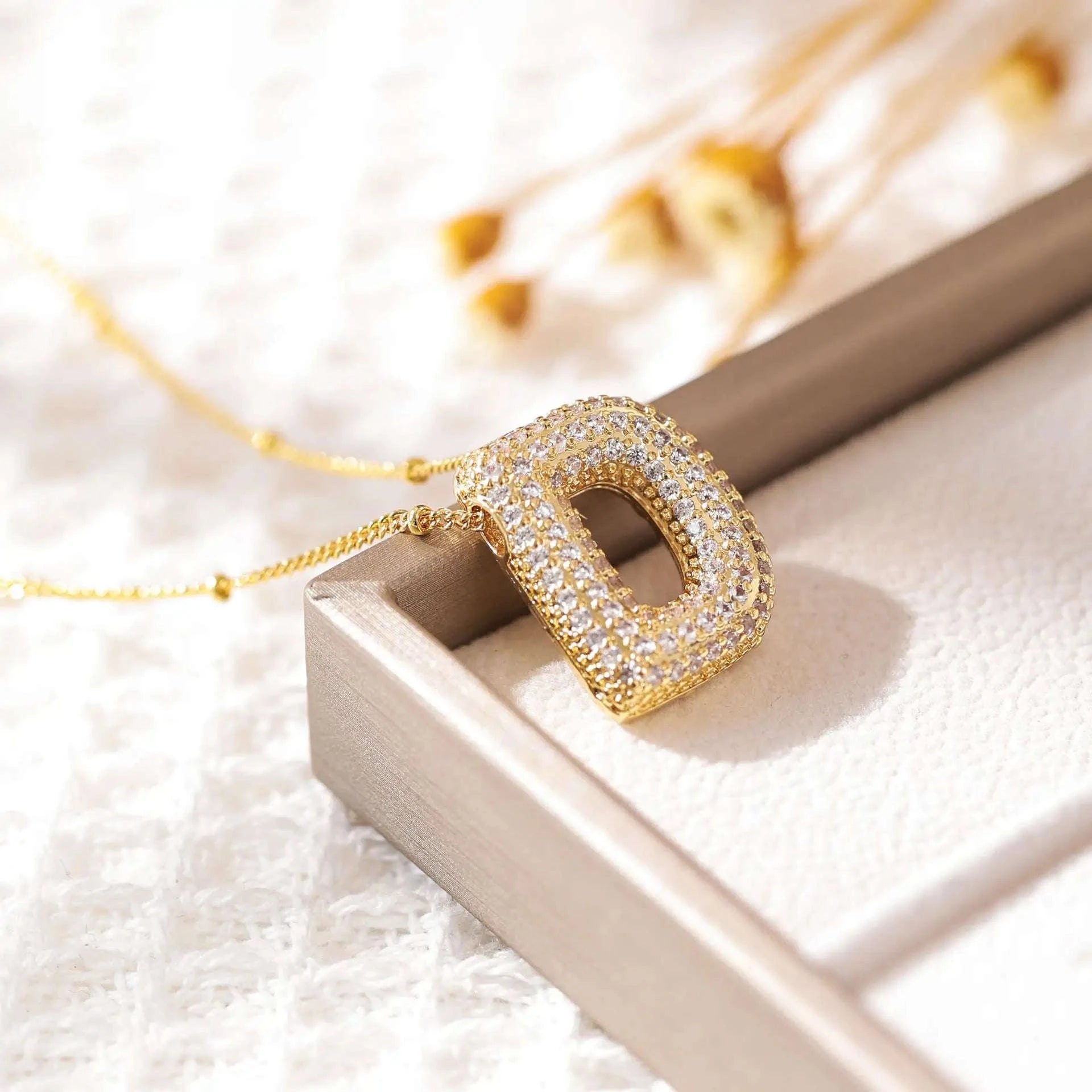 Zircon Letter Pendant Necklace-Y