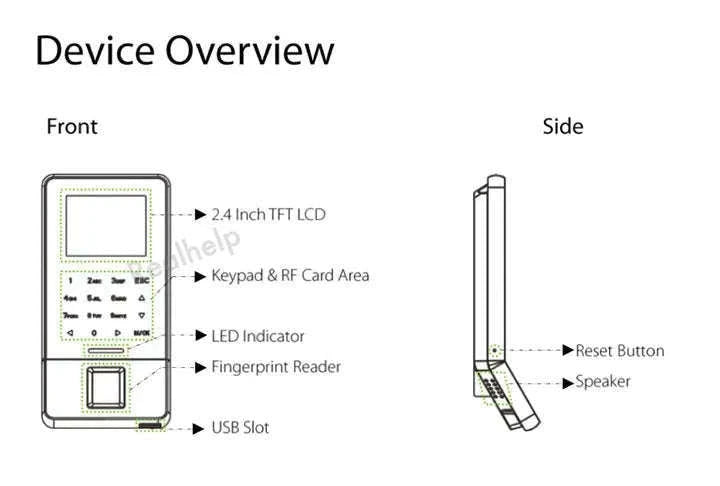 ZKTeco Fingerprint Attendance Terminal with Wi‑Fi and 3000 Templates-Machine No ADMS No Card / Spanish