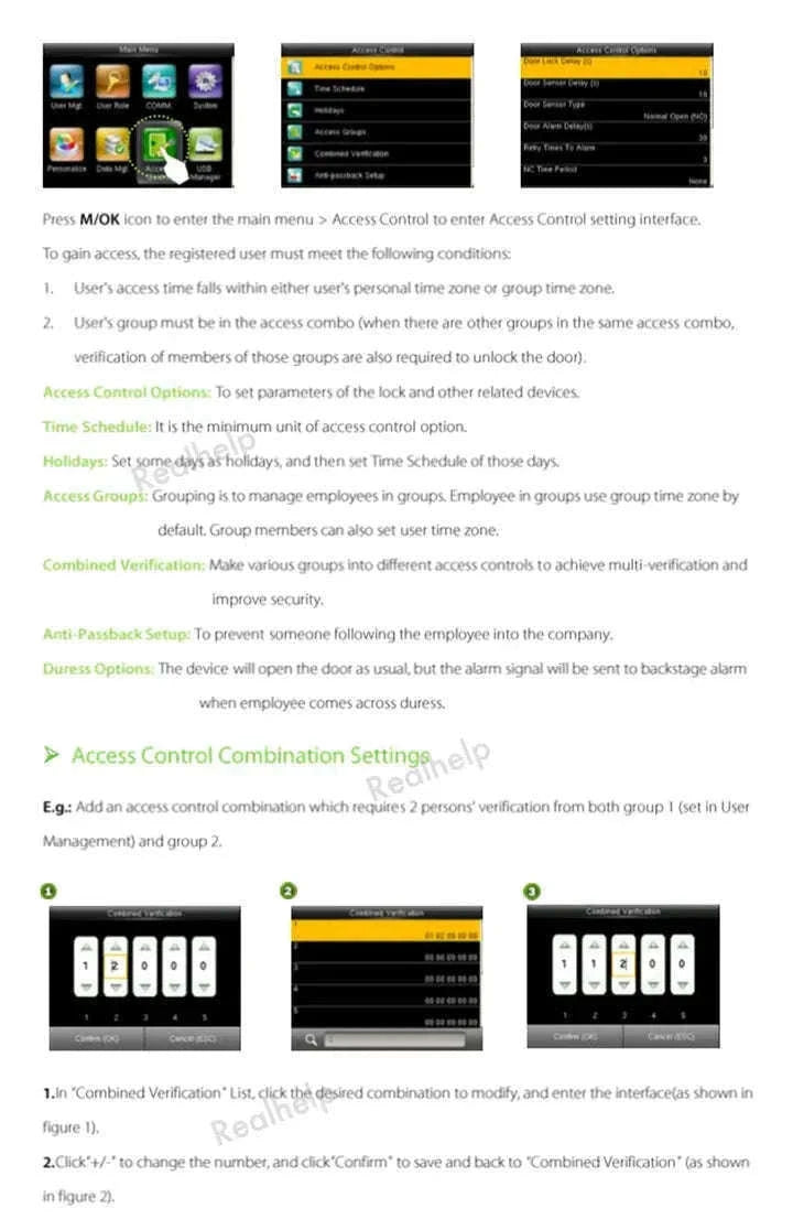 ZKTeco Fingerprint Attendance Terminal with Wi‑Fi and 3000 Templates-Machine No ADMS No Card / Spanish