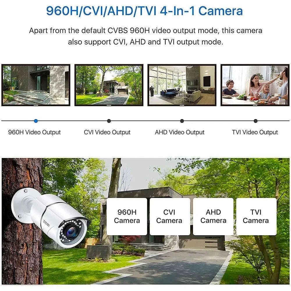 ZOSI 1080P 2MP Wired Bullet CCTV Camera with 120ft Night Vision-Black / Australia