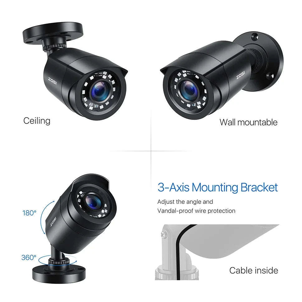 ZOSI 1080P Wired CCTV Security Camera with 80ft Night Vision-White / 1080p / spain