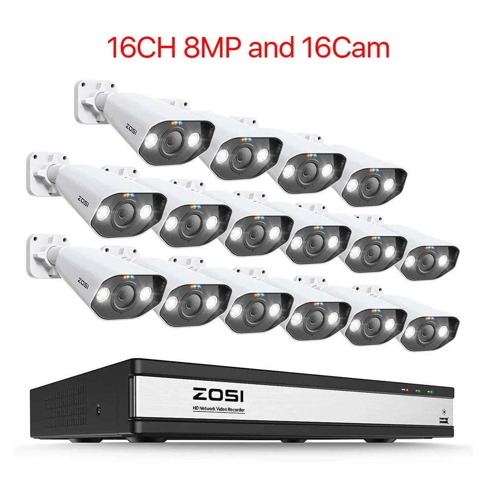 ZOSI 16-Channel 8MP PoE Security Camera System with 4TB HDD-16CH 5MP and 12 Cam / Poland / 4T