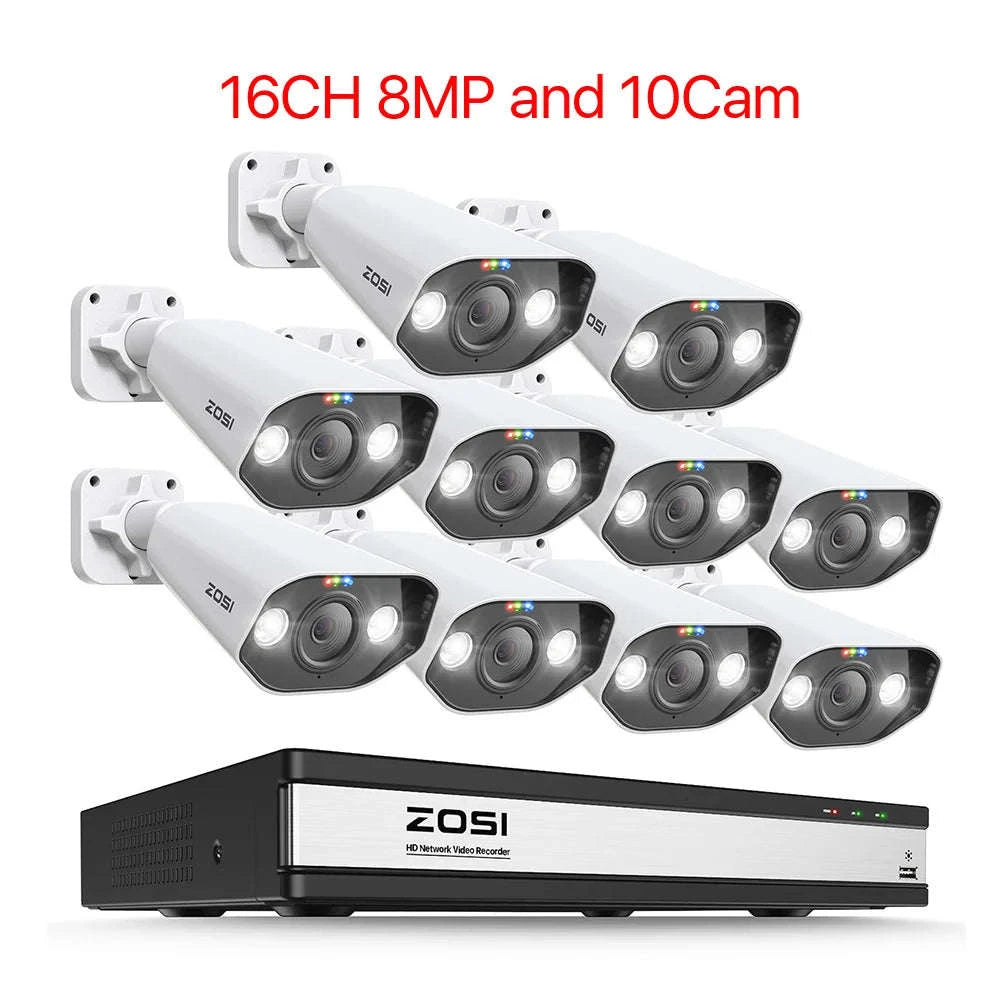 ZOSI 16-Channel 8MP PoE Security Camera System with 4TB HDD-16CH 5MP and 12 Cam / Poland / 4T