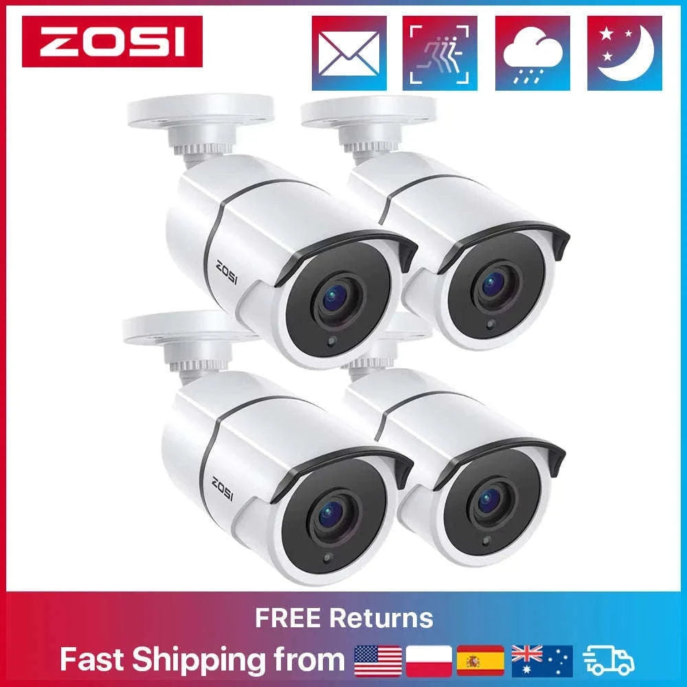 ZOSI 4 Pack 1080P HD-TVI Security Cameras with Audio Recording-white / Poland