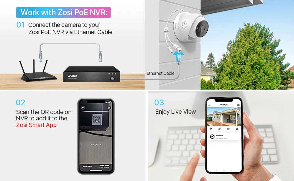ZOSI 4K PoE Outdoor Security Camera with AI Detection-5MP without TF Card / Poland