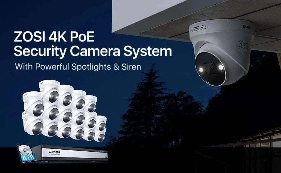ZOSI 4K PoE Security Camera System with AI Detection-16CH 5MP and 16 Cam / spain / 4T