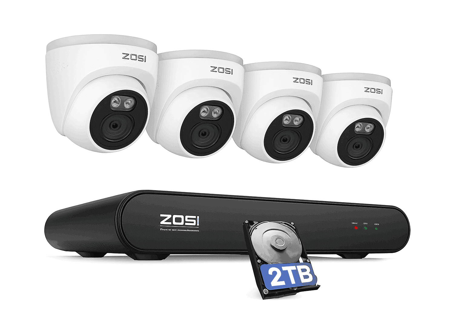 ZOSI 4MP PoE Outdoor Security Camera System with 8CH NVR-8PCS Cameras / spain / 2T