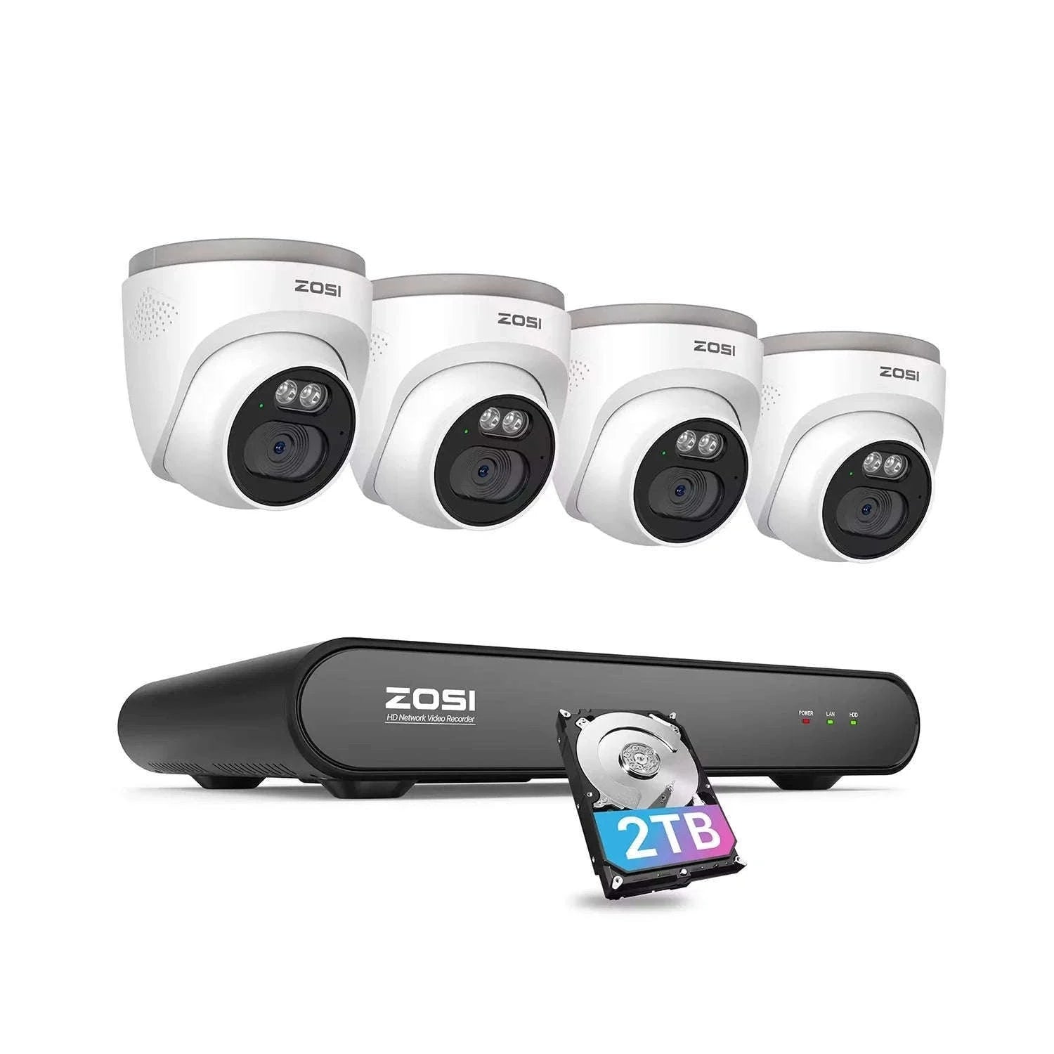 ZOSI 4MP PoE Outdoor Security Camera System with 8CH NVR-8PCS Cameras / spain / 2T