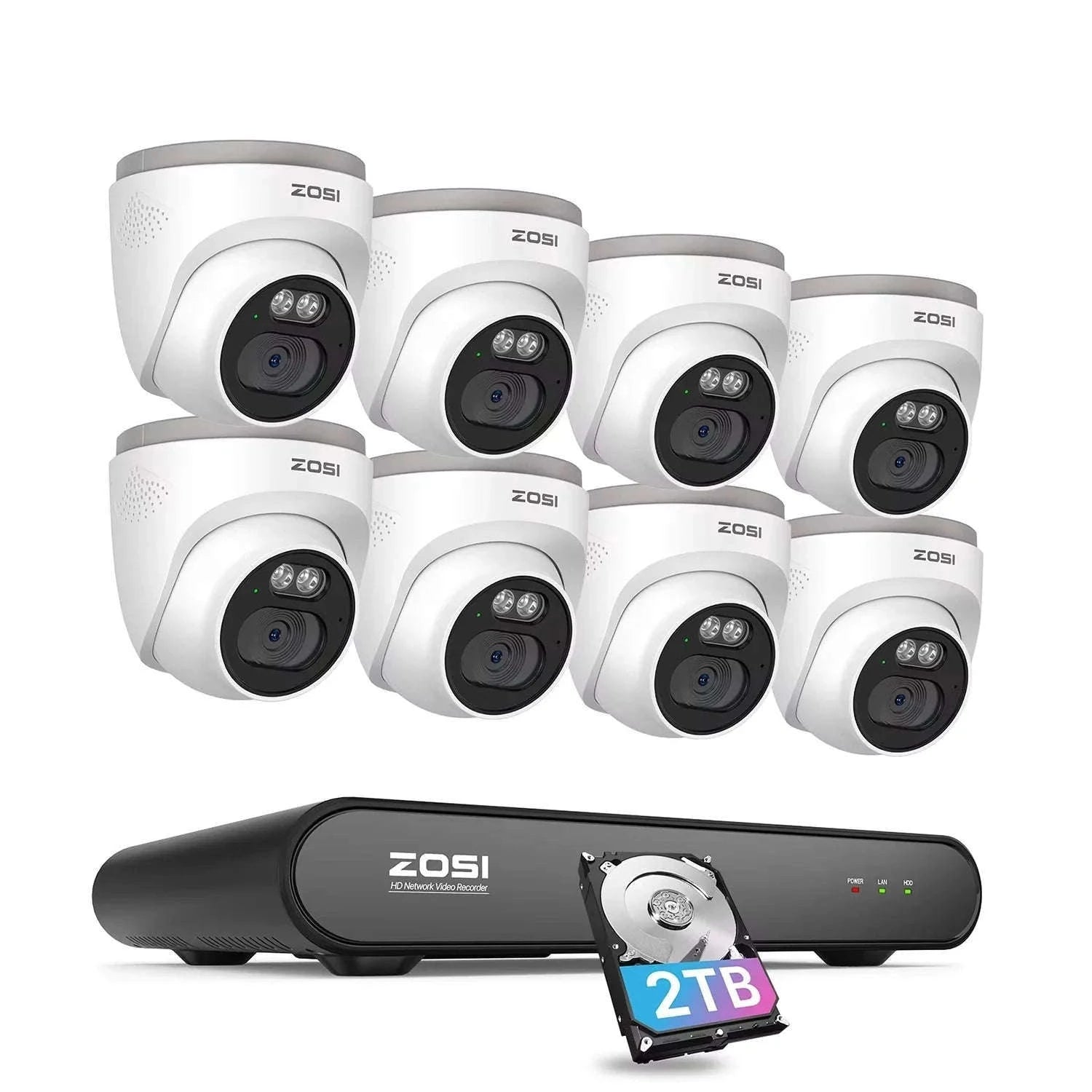 ZOSI 4MP PoE Outdoor Security Camera System with 8CH NVR-8PCS Cameras / spain / 2T