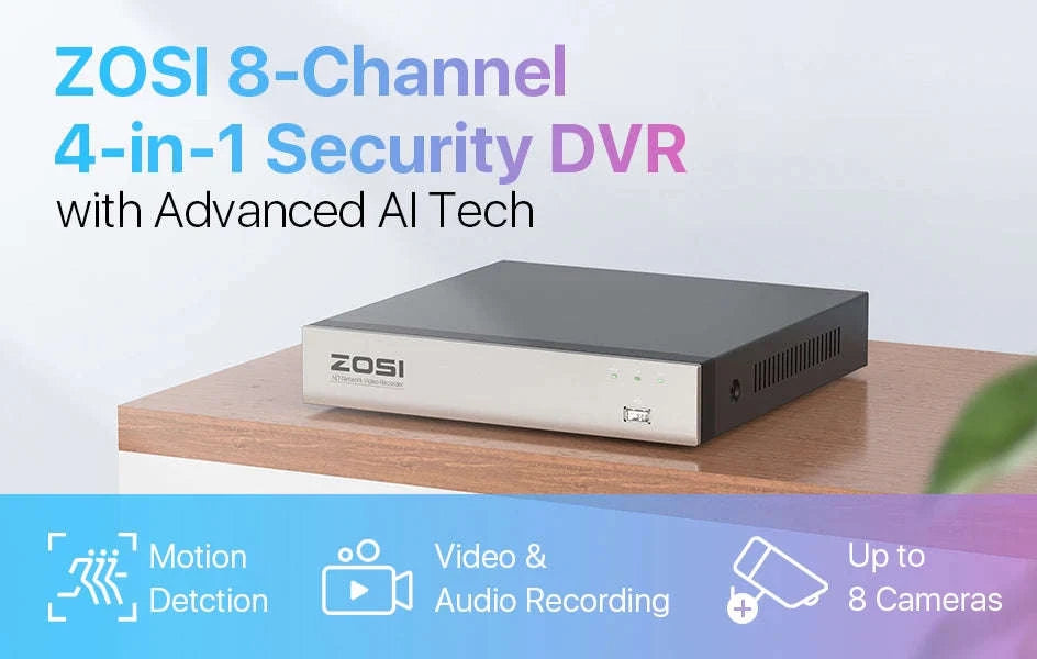 ZOSI 8-Channel 1080P DVR Security Recorder with H.265+-1T / 8CH / Poland