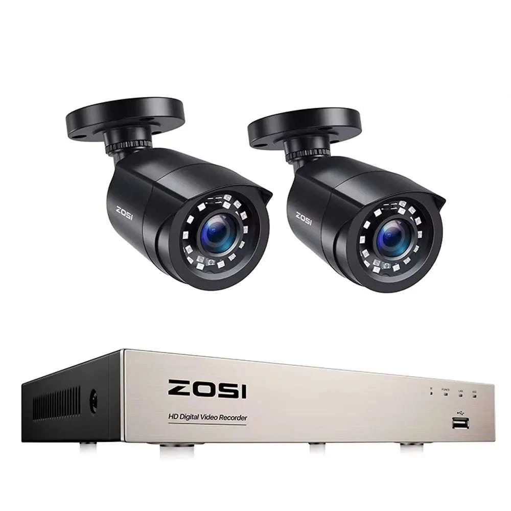 ZOSI 8CH 1080P Wired CCTV Security Camera System with HDD-With 2 Black Cameras / 2T / Russian Federation