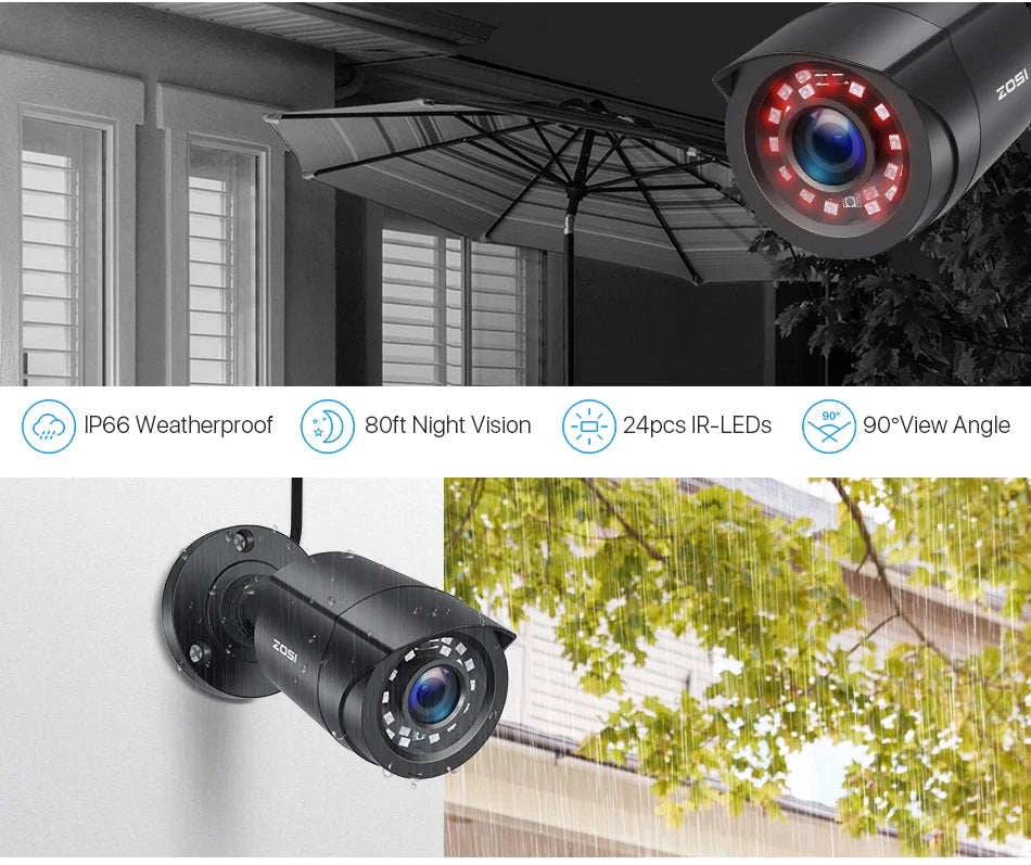 ZOSI 8CH 1080P Wired CCTV Security Camera System with HDD-With 2 Black Cameras / 2T / Russian Federation