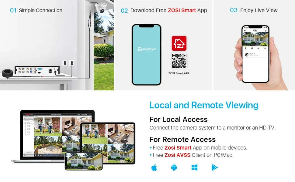 ZOSI 8CH 1080P Wired Security Camera System, 4-Camera Kit-4PCS Cam / 2T / spain